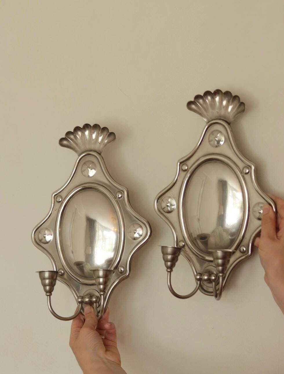 Pair Of Mid Century Swedish Pewter Sconces