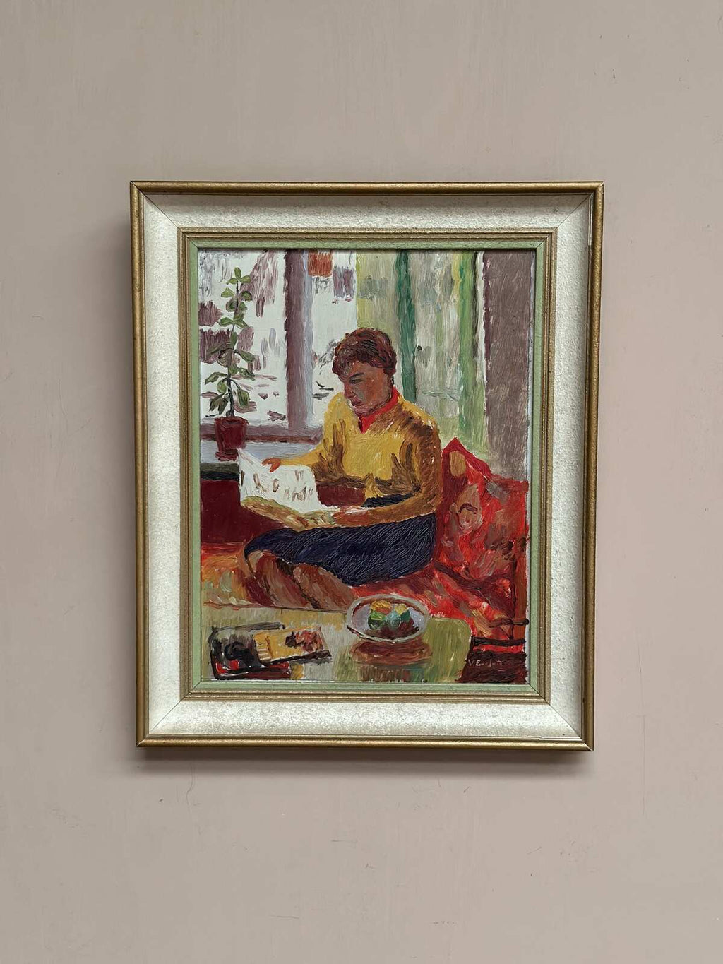 “Woman Reading Book” by Einar Emland (1916–1994)