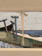 “Coastal Landscape with Beached Boats” by Ivar Ekelund (1908–2002)