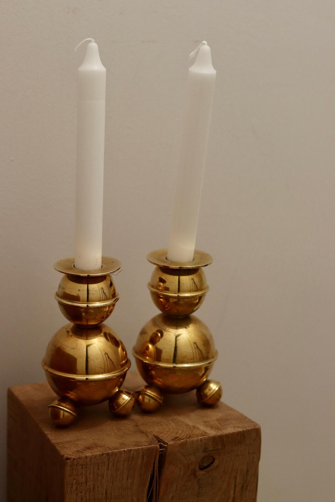 Pair of Mid-Century Swedish Brass Candle Holders by ALB Lindstrom Eskiltuna