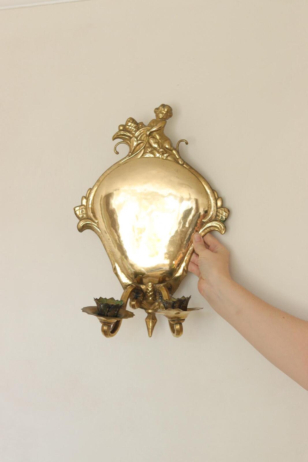 Pair Of Mid Century Swedish Brass Sconces