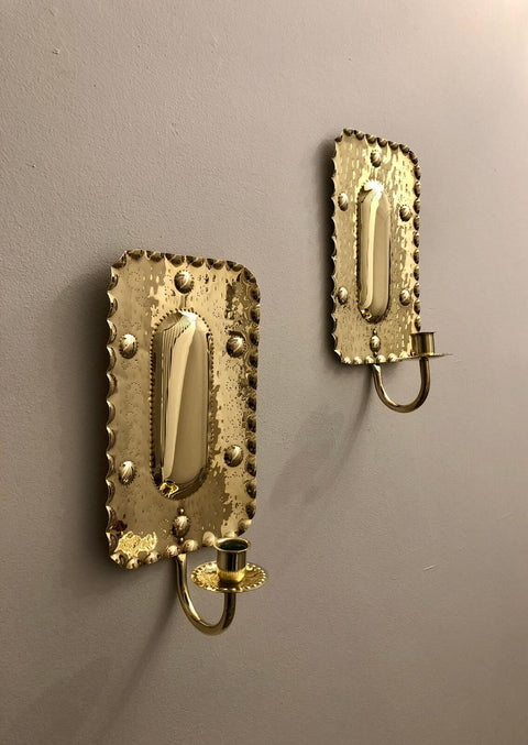 Pair of Mid-Century Swedish Brass Sconces by A. Eriksson Linberg