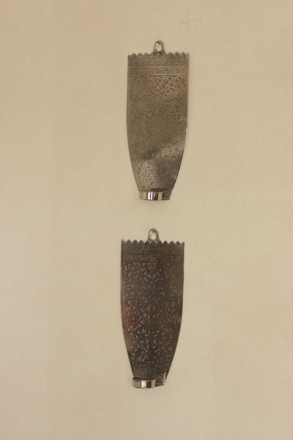 Pair Of Vintage Pewter Sconces