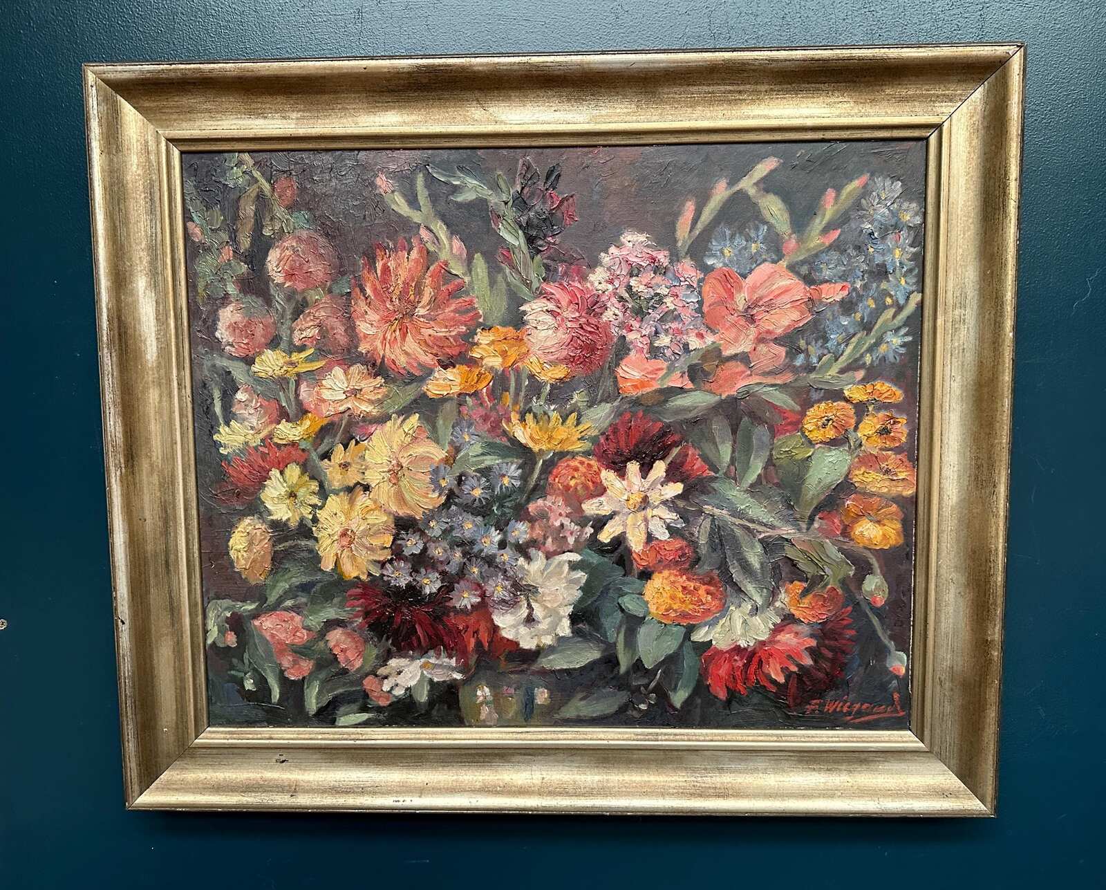 “Still Life with Flowers” by F. Wiegand