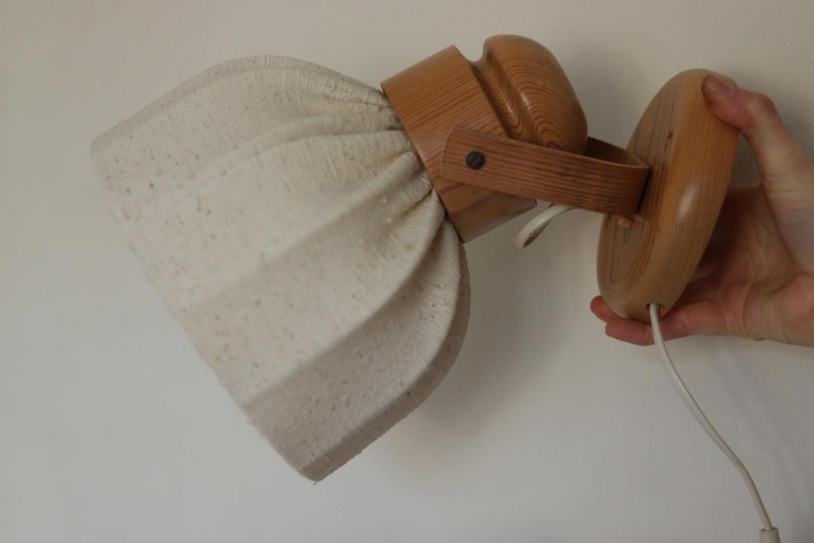 Pair of Vintage Wall Lamps by Solbackens Svarveri, Sweden, 1970s - Pine Wood