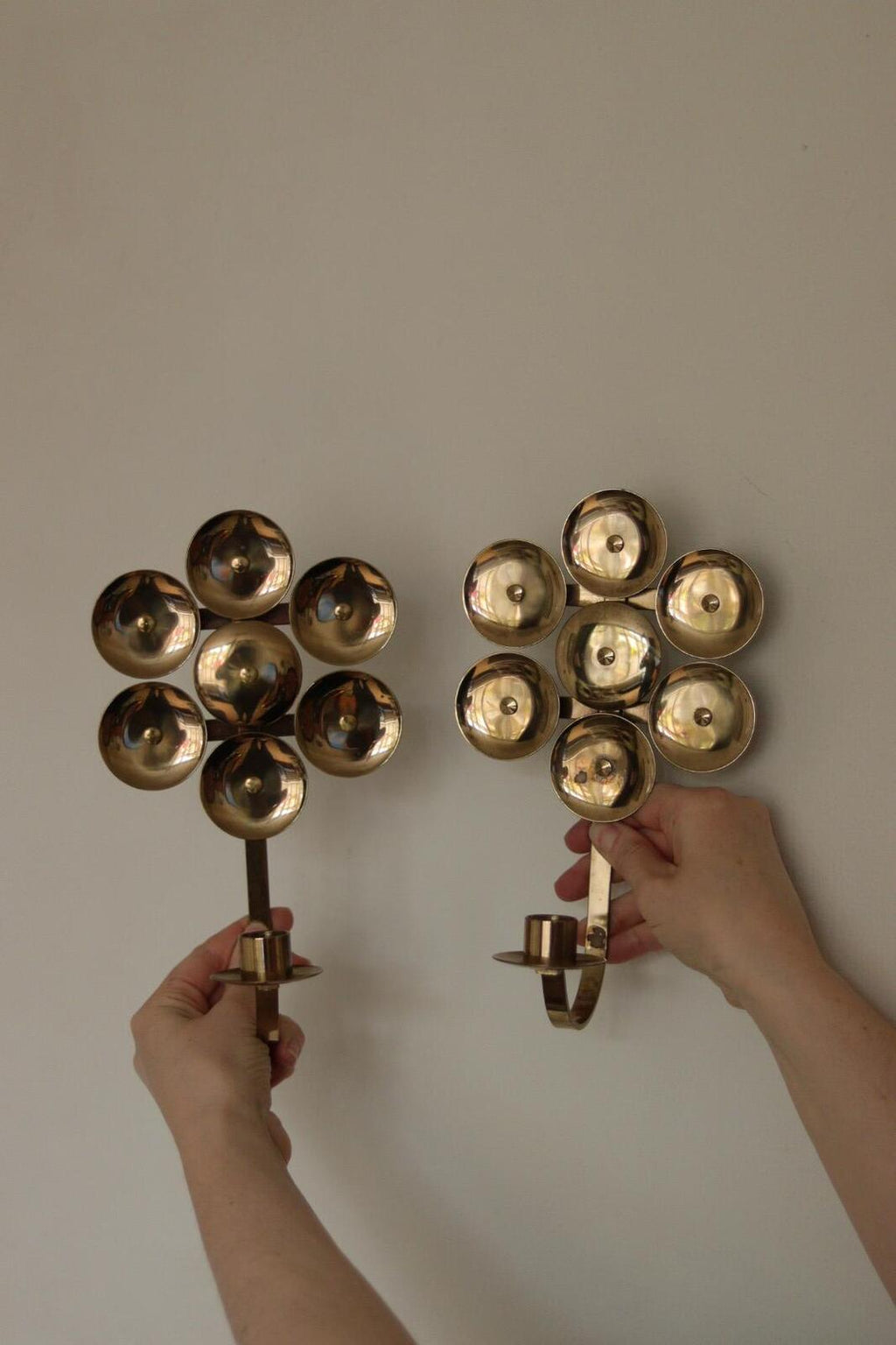 Pair of Mid-Century Sweden Brass Sconces By Kee Mora