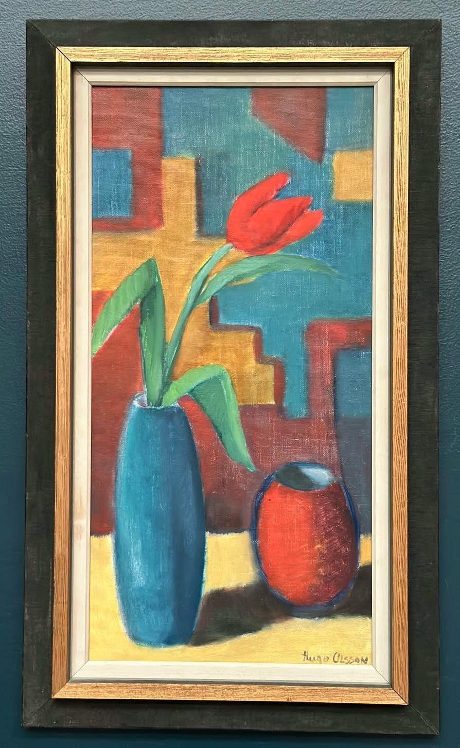 “Tulips in Blue Vase” by Hugo Olsson