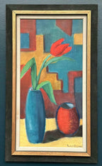 “Tulips in Blue Vase” by Hugo Olsson