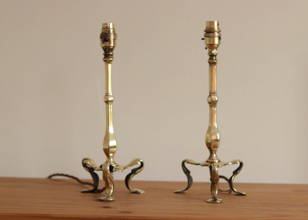 Pair Of  Victorian Antique Brass Pullman Railway Carriage Table Lamps