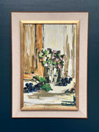 Original Swedish Oil on Canvas – “Still Life with Flowers and Grapes” by Aldo Altomare – Vintage & Framed – 64 × 46 cm (25.2" × 18.1")