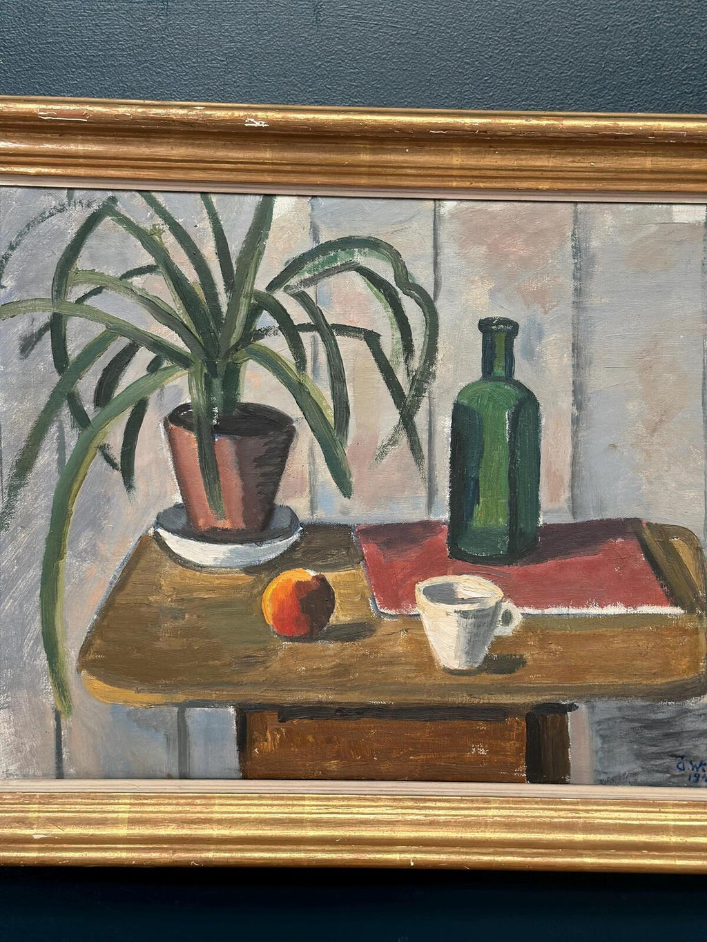 “Potted Plant and Green Bottle” by Åke Winnberg