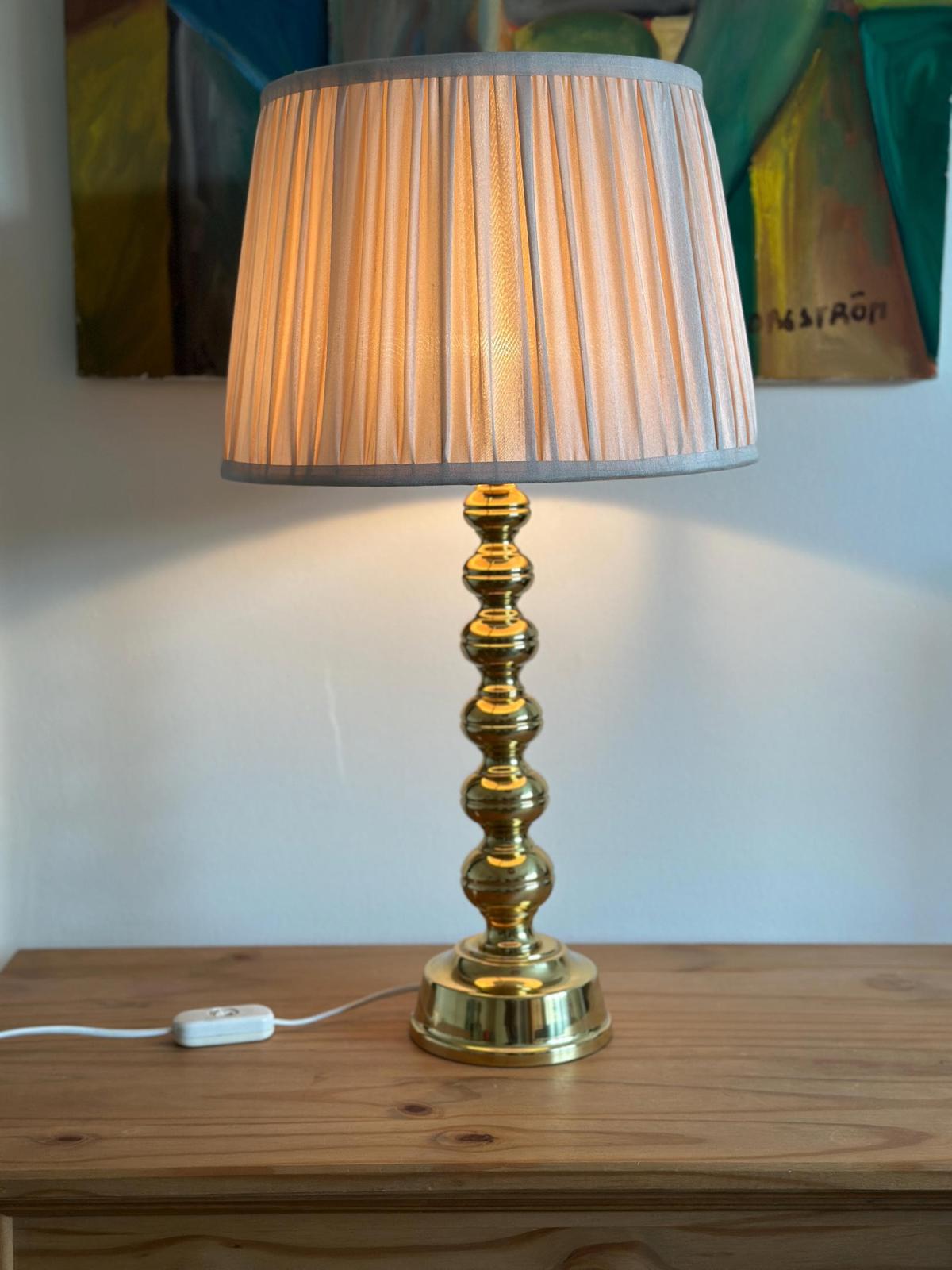 Tall Swedish Brass Bobbin lamps by Enco
