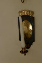 Pair Of Mid Century Swedish Brass  and Metal Sconces