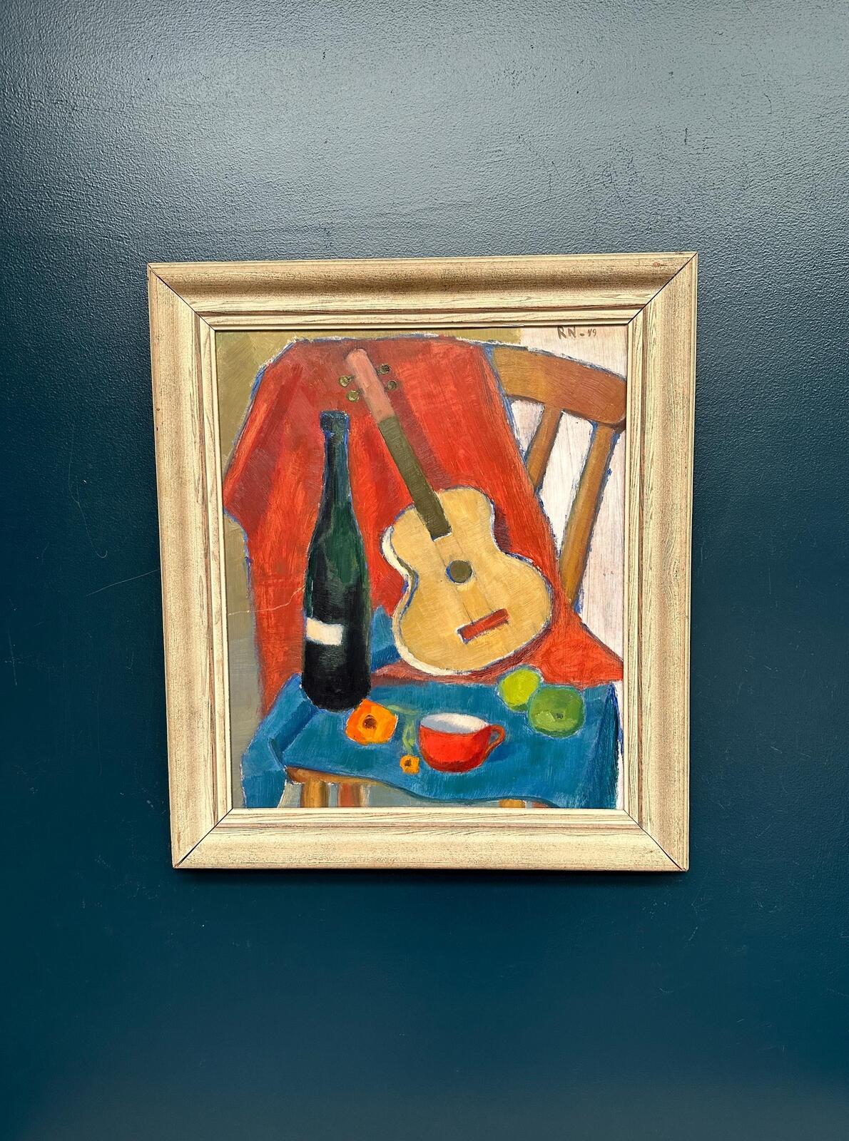 “Still Life with Guitar and Wine Bottle”