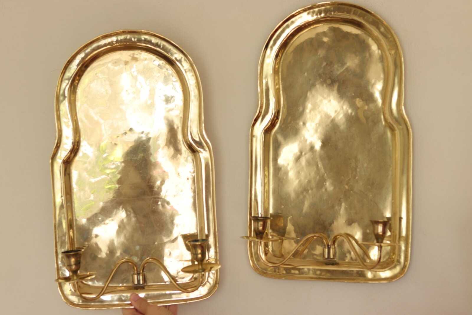 Pair Of Mid Century Swedish Brass Sconces