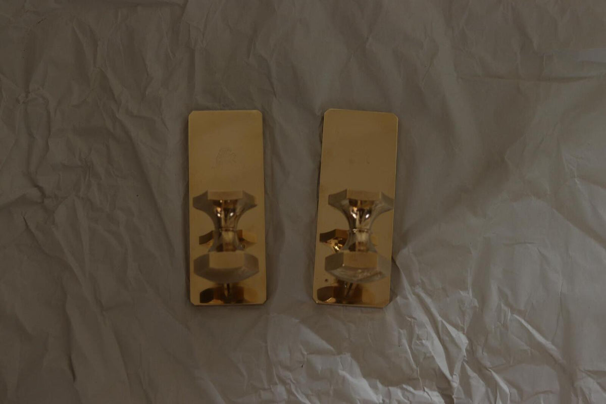 Pair Of Swedish Brass Sconces By GUSUM 1991