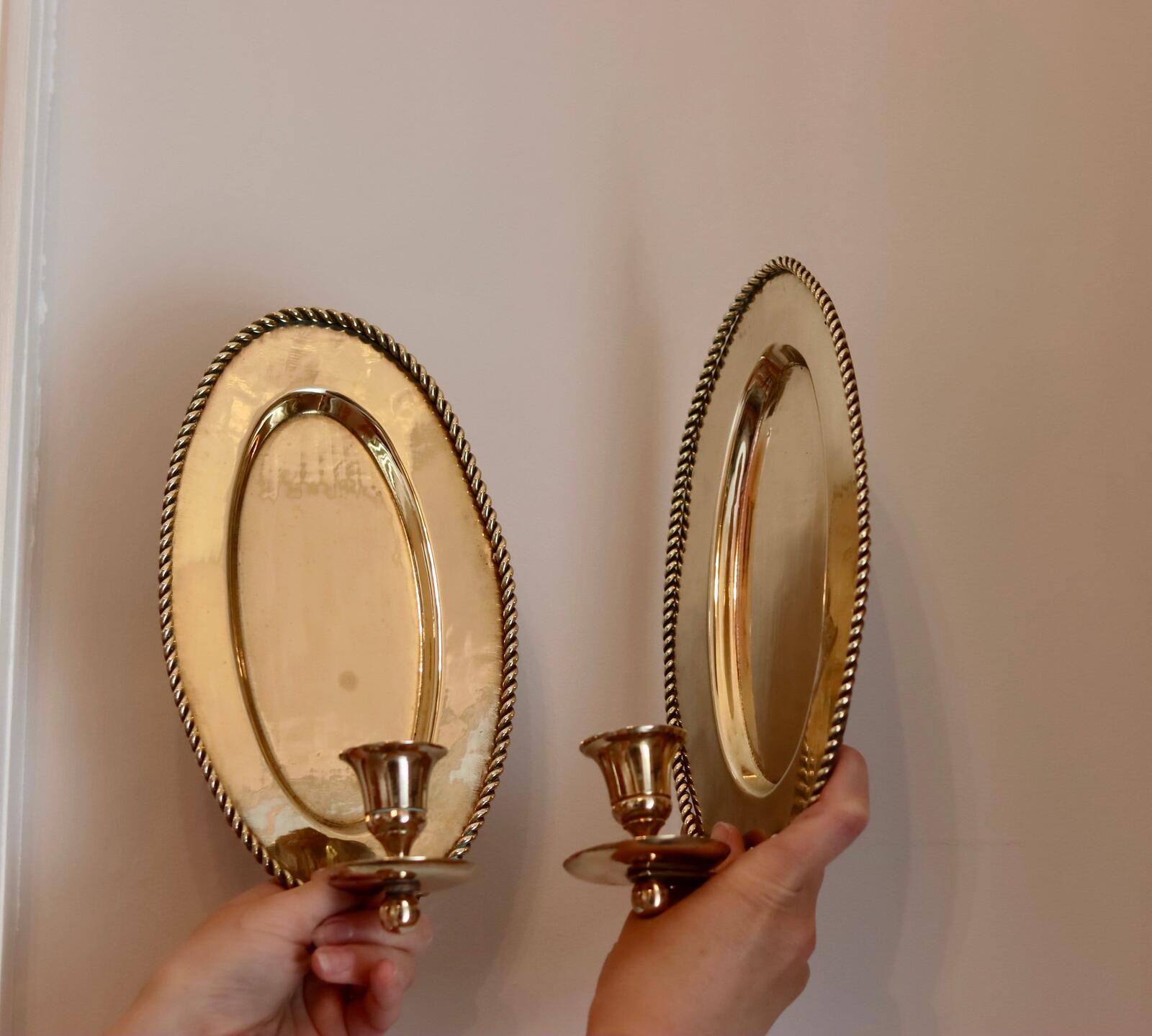 Pair Of Mid Century Swedish Brass Sconces
