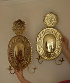 1945's Pair Of Mid Century Swedish Brass Sconces Double Arm