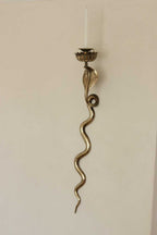 Pair of Egyptian Revival Style Engraved Brass Cobra Sconces