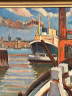 “Steamship in Harbor” By NL