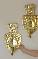 Large Baroque Style Mid-Century Brass Swedish Sconces