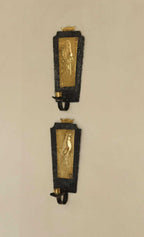 Pair Of Mid Century Swedish Brass and Wrought Iron Sconces with Bird Motifs