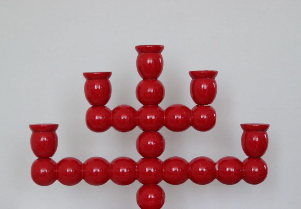 Swedish Mid Century  Five-Arm  Bobbin Candelabra