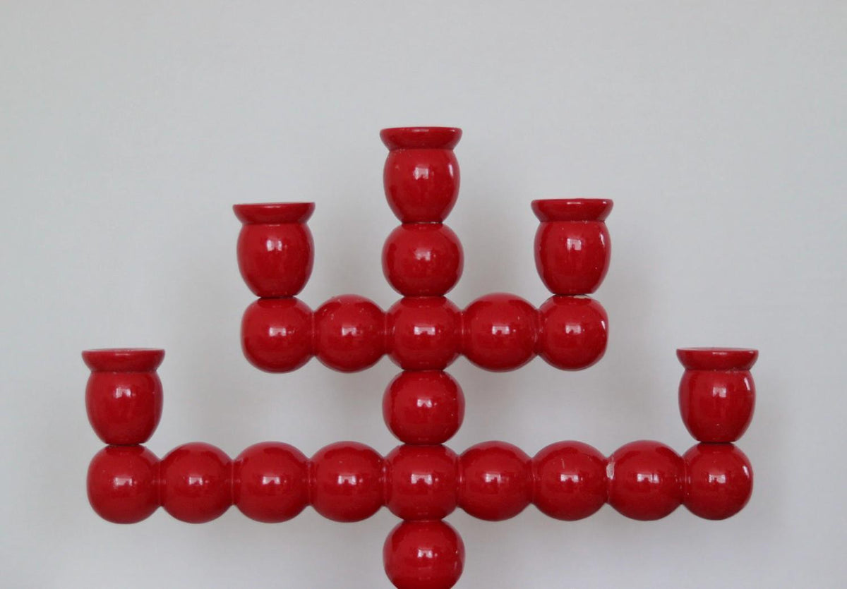 Swedish Mid Century  Five-Arm  Bobbin Candelabra