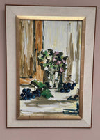 Original Swedish Oil on Canvas – “Still Life with Flowers and Grapes” by Aldo Altomare – Vintage & Framed – 64 × 46 cm (25.2" × 18.1")