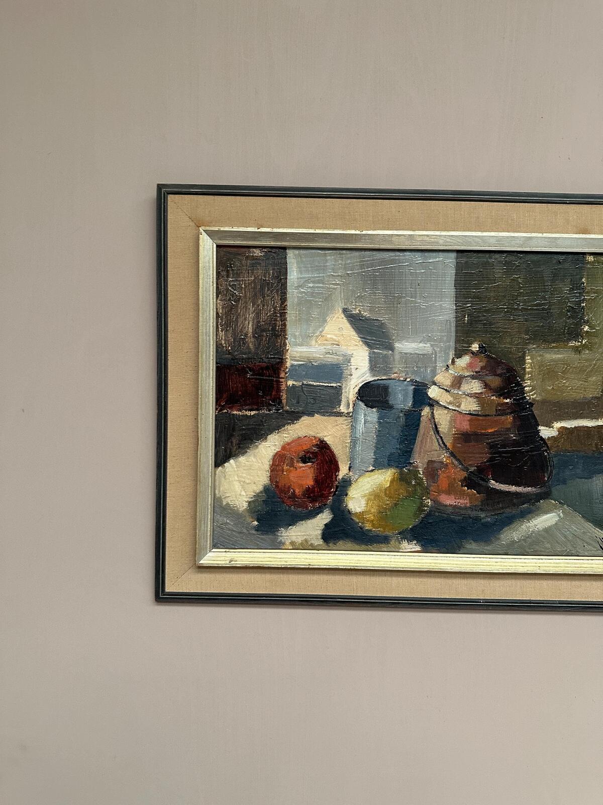 Original Swedish Oil on Panel – “Still Life” Attributed to Åke Wilhelm Andersson –1962 – Vintage & Framed – 63 × 54 cm (24.8" × 21.3")
