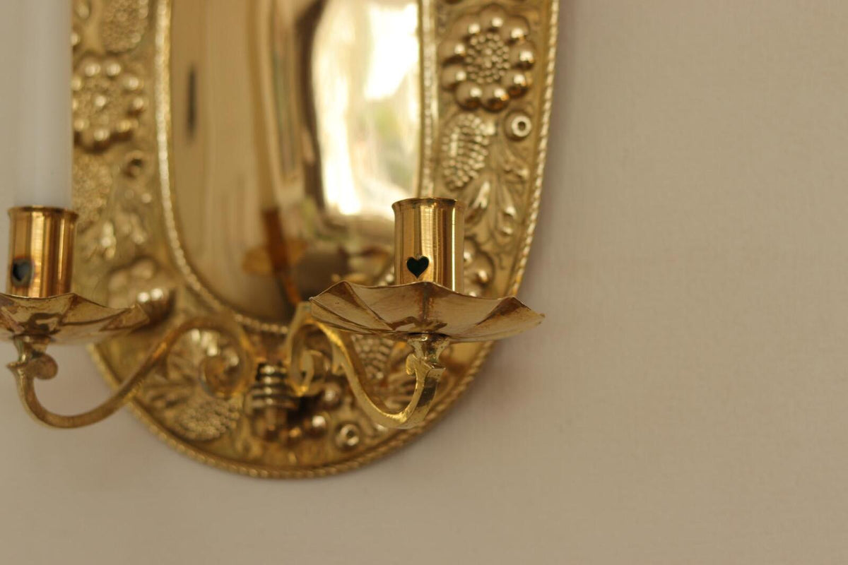 Baroque Style  Mid-Century Brass Swedish Sconces
