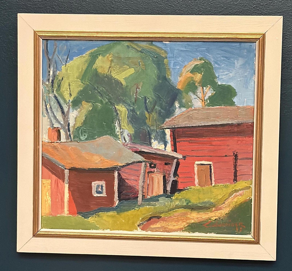 “Red Barns” by L. Wuariner
