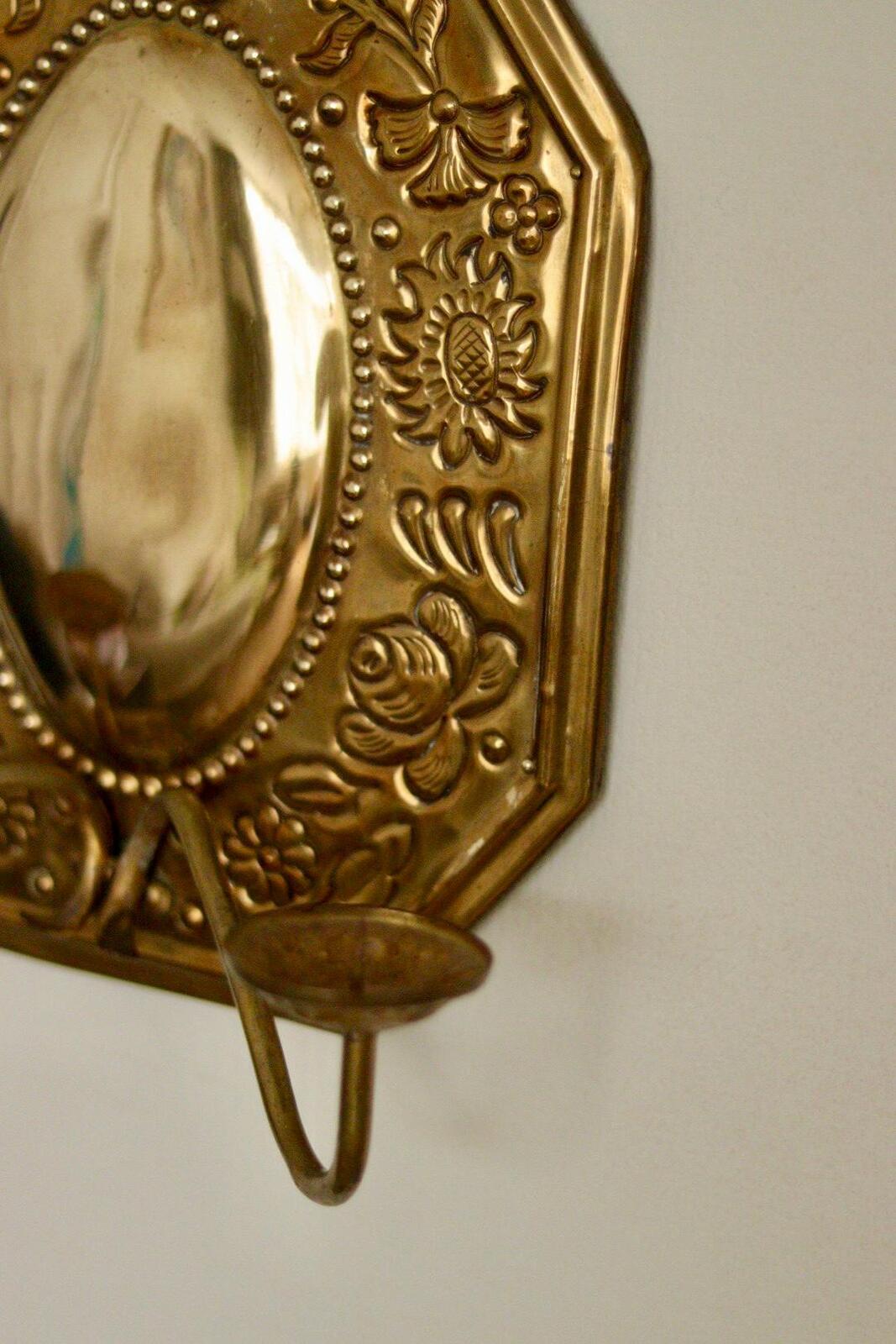 Pair of Mid-Century Swedish Brass Octagonal Double Arm Sconces
