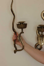Pair of Egyptian Revival Style Engraved Brass Cobra Sconces