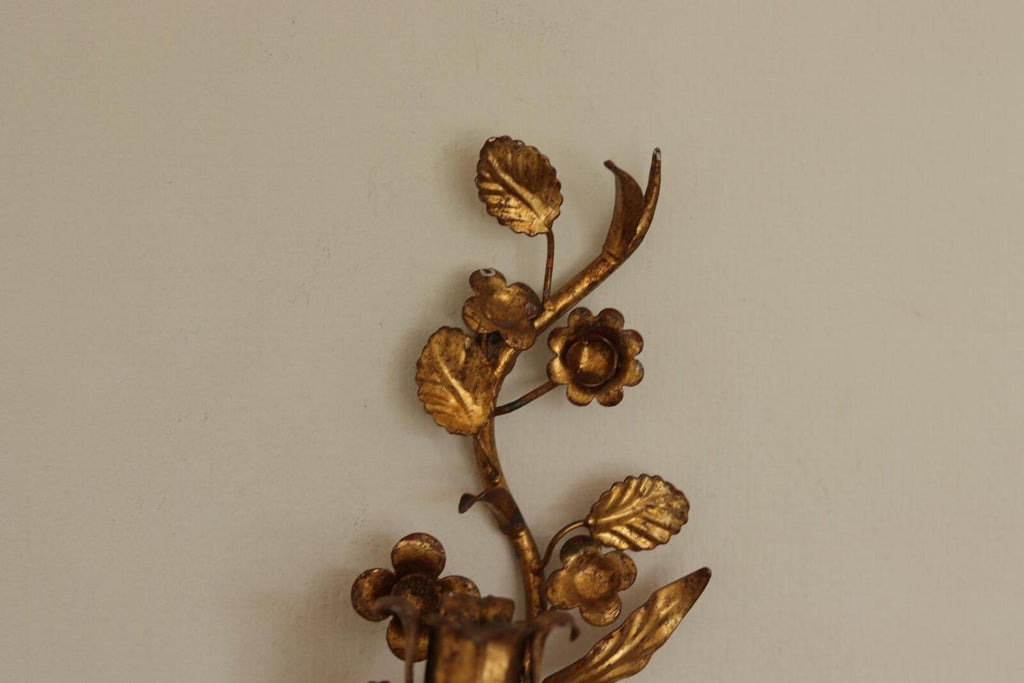 Pair of Mid-Century Italian Gilded Metal Sconces