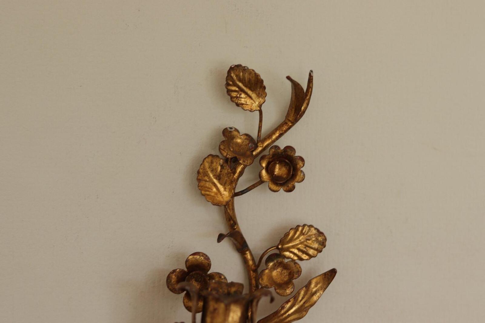 Pair of Mid-Century Italian Gilded Metal Sconces