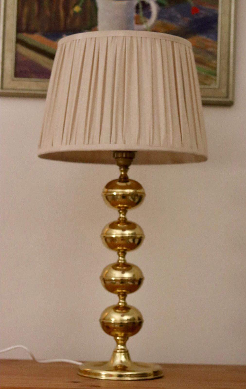 Tall Swedish Brass Bobbin lamp by Borens Borås