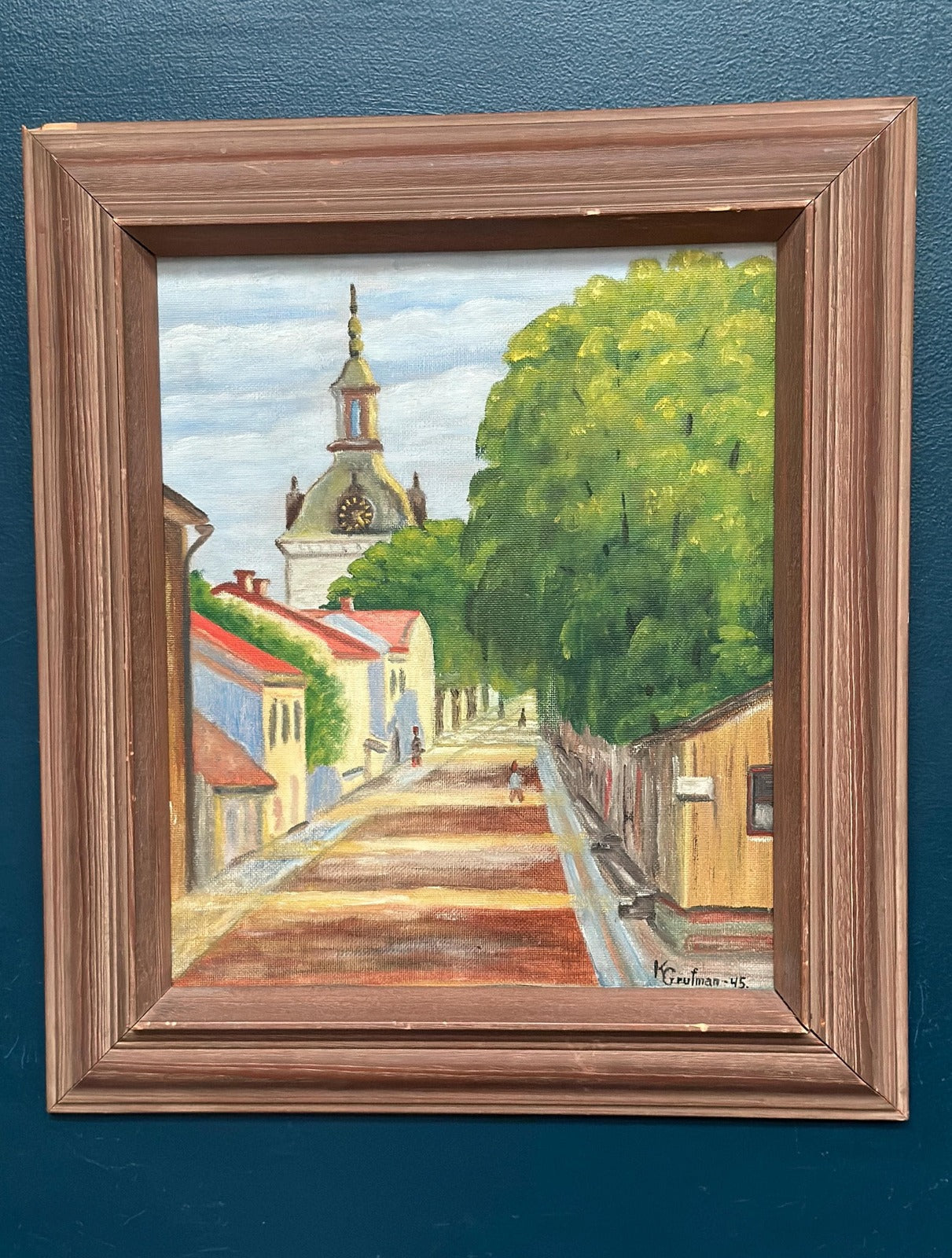 “City Street with Church Tower” by Kerstin Grufman