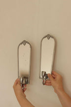 Pair of Mid Century Swedish Pewter Sconces with Mirror