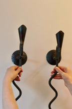 Pair of Mid-Century-Swedish Sconces with Black Coating with Rustic finish