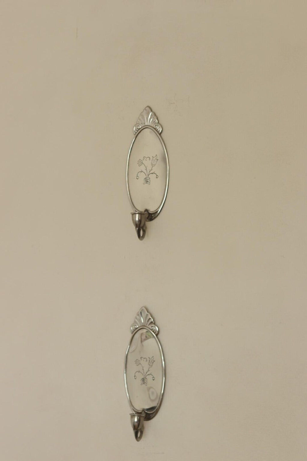 Pair of Mid Century Swedish Pewter Sconces with Mirror by Svenskt - Tenn