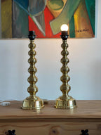 Pair of Mid Century Swedish Brass Lamps by Enco