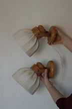 Pair of Vintage Wall Lamps by Solbackens Svarveri, Sweden, 1970s - Pine Wood