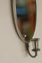 Pair of Mid Century Swedish Pewter Sconces with Mirror by Svenskt - Tenn
