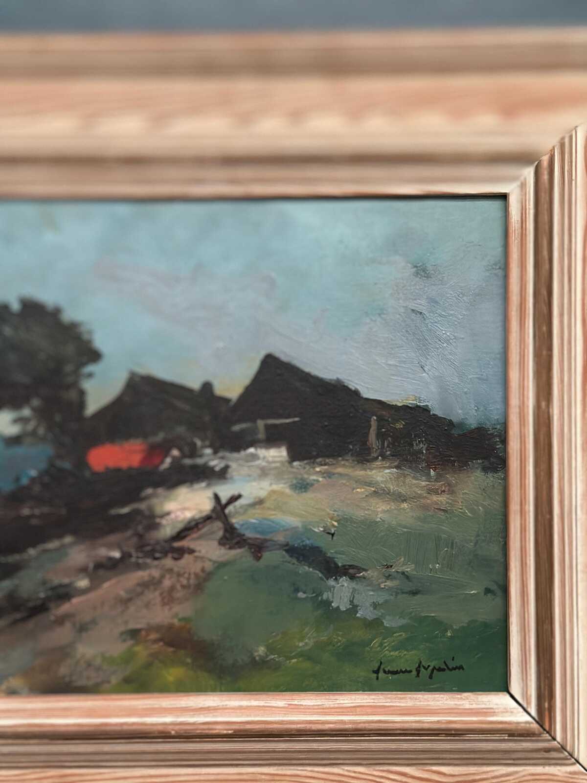 “Coastal Landscape with Cottage” by Arne Aspelin (1911–1990)