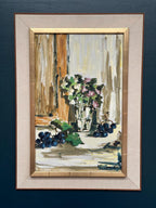Original Swedish Oil on Canvas – “Still Life with Flowers and Grapes” by Aldo Altomare – Vintage & Framed – 64 × 46 cm (25.2" × 18.1")