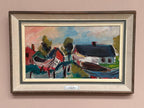 “Boats in Fishing Village” by Louis Zelig (1922–1993)