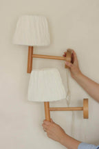 1970/80's Pair of Vintage Pine Wood Wall Lamps by Solbackens Svarveri Hyssna
