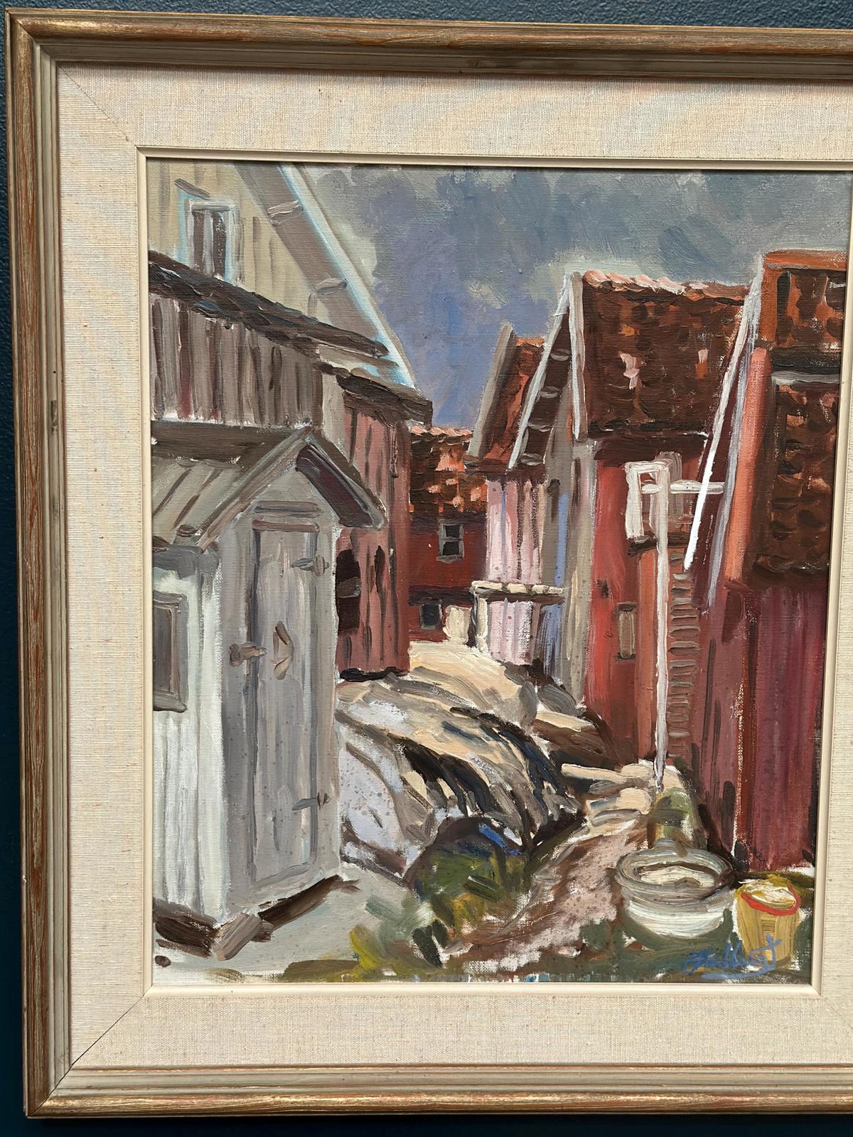 “Red Cottages by Coast”