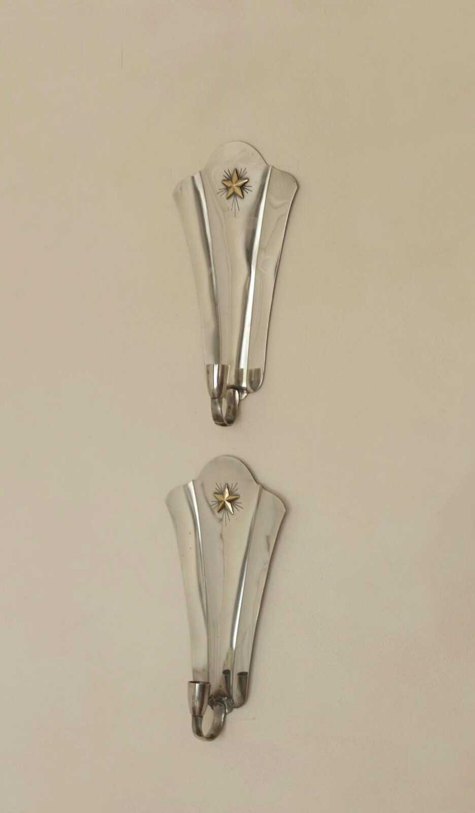 Pair Of Mid Century Swedish Pewter Sconces by GAB Sweden 1930s